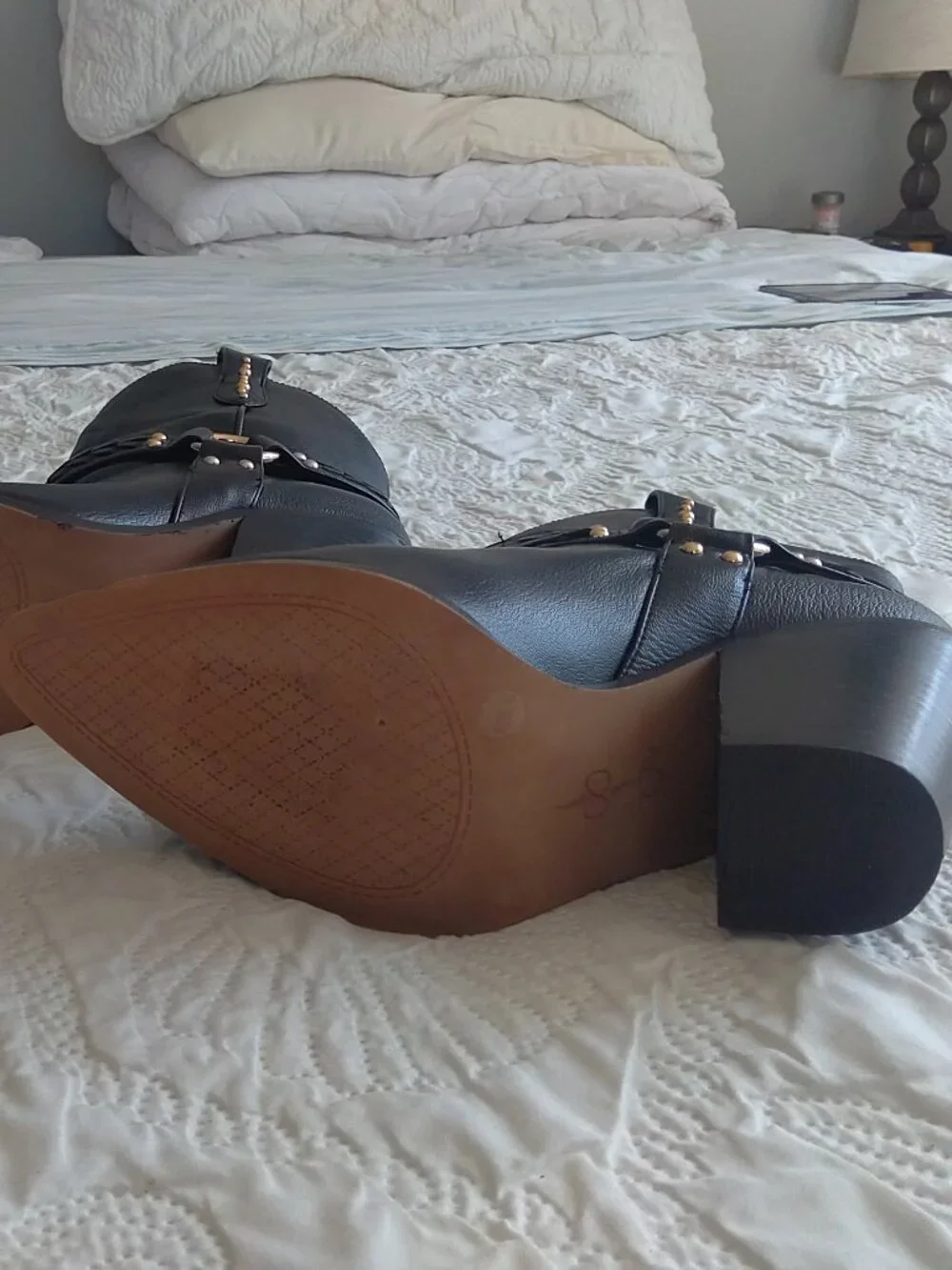 Jessica Simpson  Black ankle boots cowboy theme size 9.5  like new $35